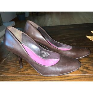 Isaac Mizrahi Brown Leather Classic Pumps Heels‎ Office Wear Size 9.5